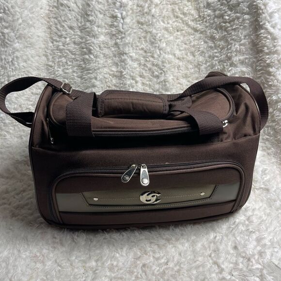 Oleg Cassini Brown Weekender Overnight Travel Duffel Carry-On Bag. - Picture 2 of 14